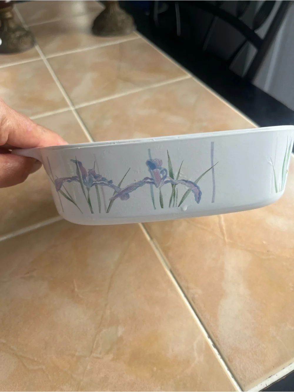 Vintage Corningware white Ceramic Floral-Accent Baking Dish - Blue Floral